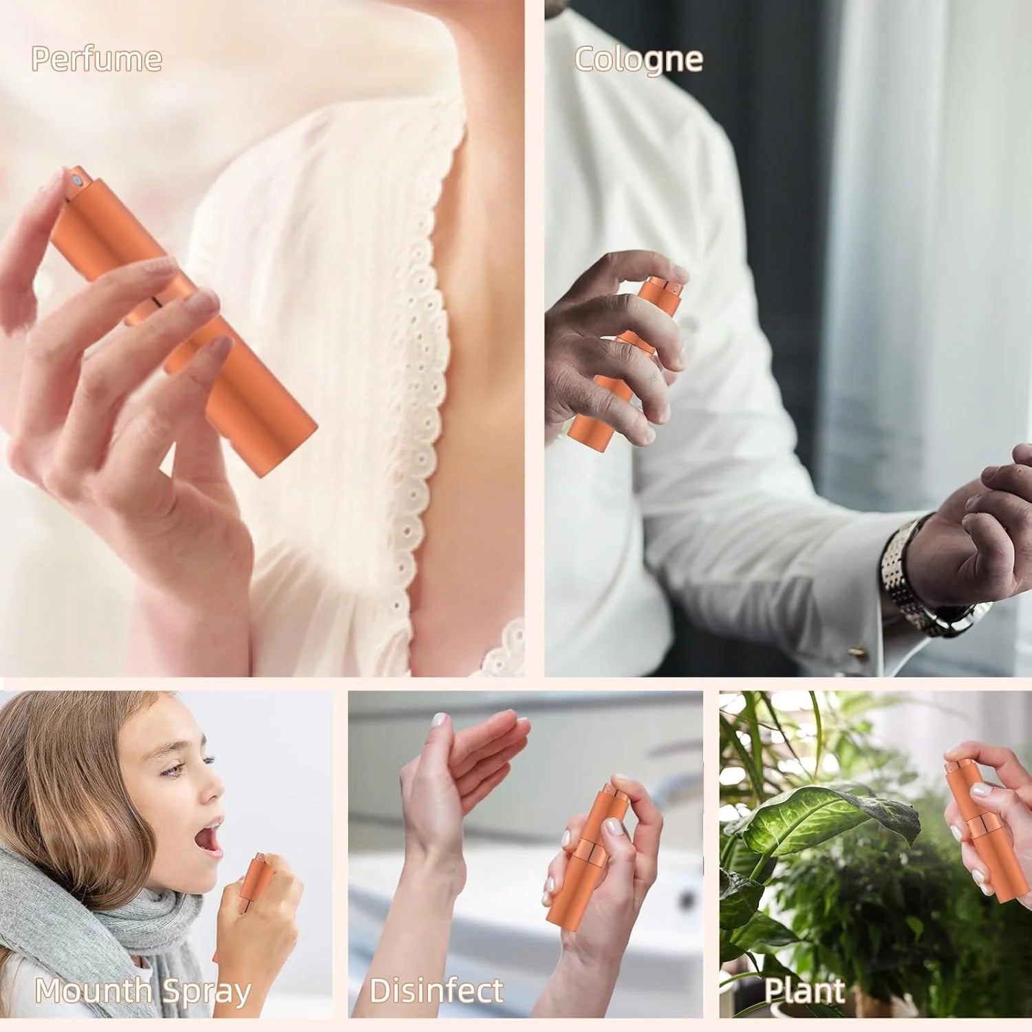8ML Atomizer Perfume Spray Bottle for Travel (3 PCS) Empty Cologne Dispenser, Portable Sprayer (Cyan, Rose Red, Orange)