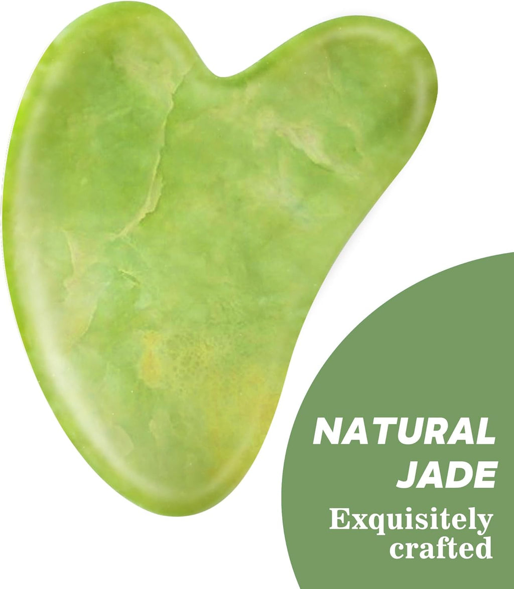 Jade Gua Sha Facial Tools for Face Massager Stones, Skincare and Body Massage Tools, Sculpting (Green)