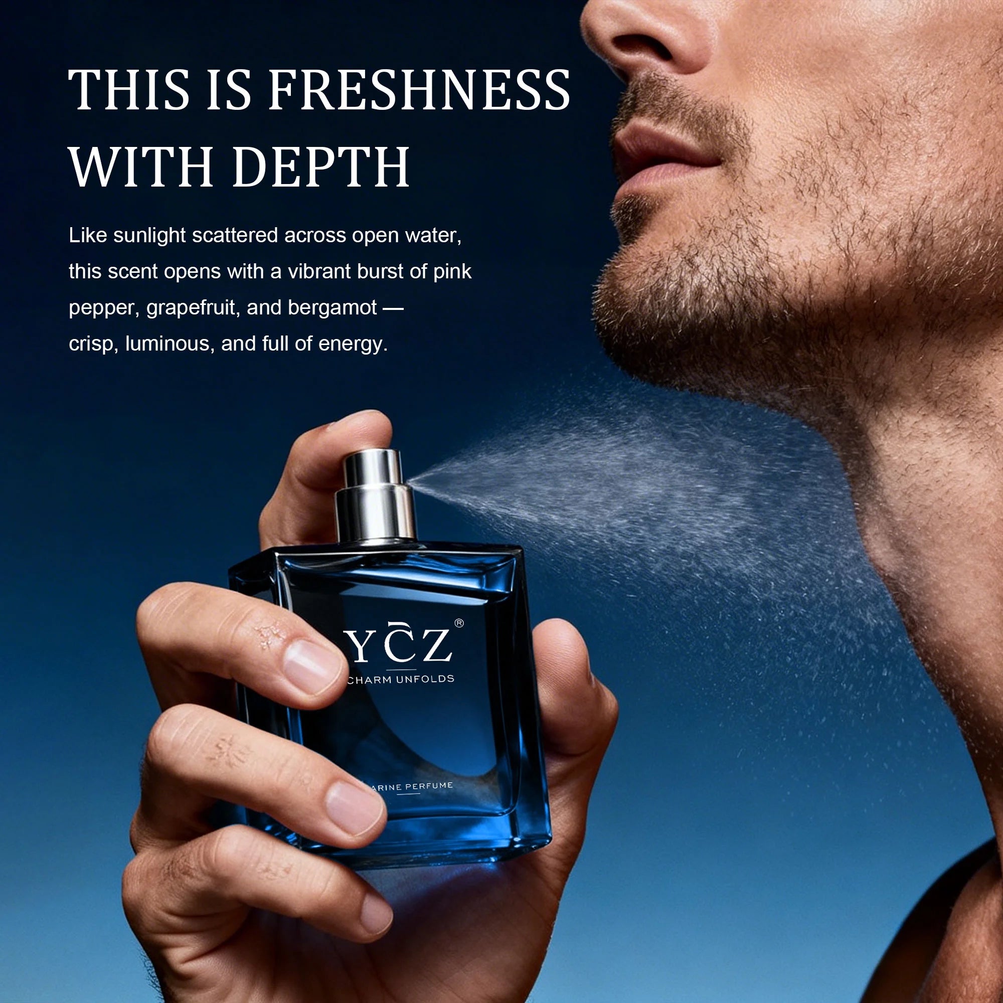 Charm Unfolds Men'S Cologne, Midnight Marine Eau De Parfum, Aromatic Marine and Oriental Woody Fragrance, 1.7 Fl Oz, 2 Count