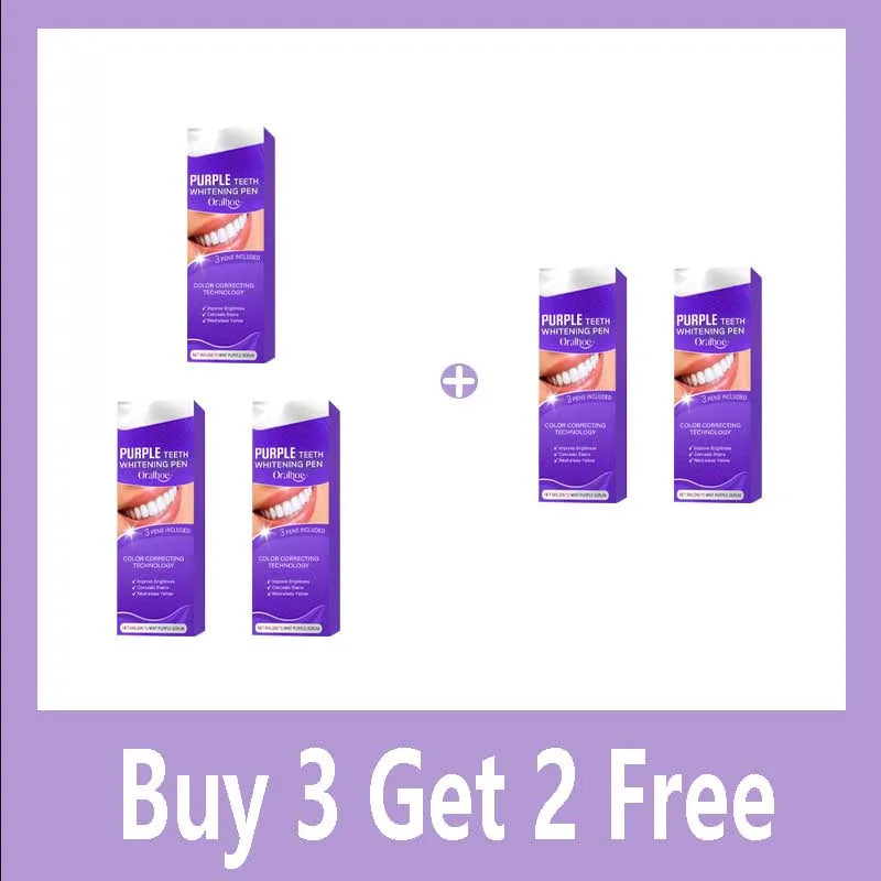 Purple Whitening Gel Pen, Instant Teeth Whitening Pigment Pen for Removing Stains and Restoring Tooth Color