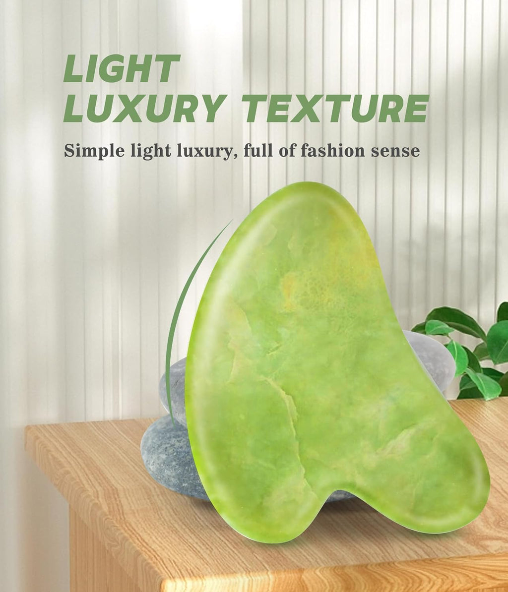 Jade Gua Sha Facial Tools for Face Massager Stones, Skincare and Body Massage Tools, Sculpting (Green)