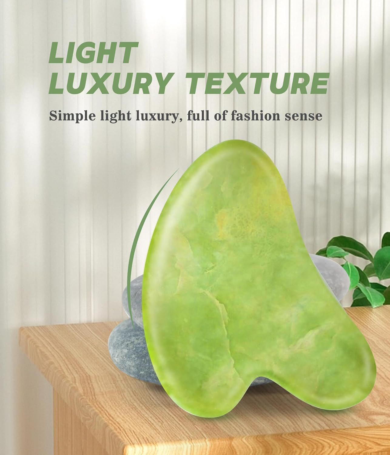 Jade Gua Sha Facial Tools for Face Massager Stones, Skincare and Body Massage Tools, Sculpting (Green)