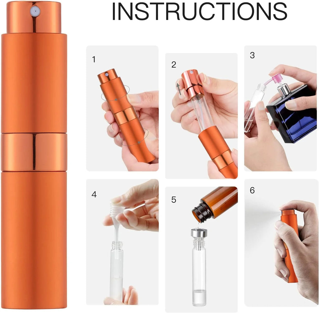 8ML Atomizer Perfume Spray Bottle for Travel (3 PCS) Empty Cologne Dispenser, Portable Sprayer (Cyan, Rose Red, Orange)