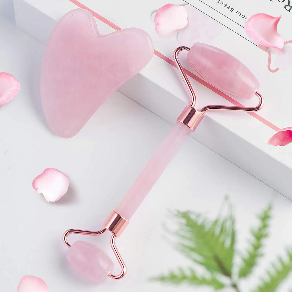 Rose Quartz Facial Roller & Gua Sha Set
