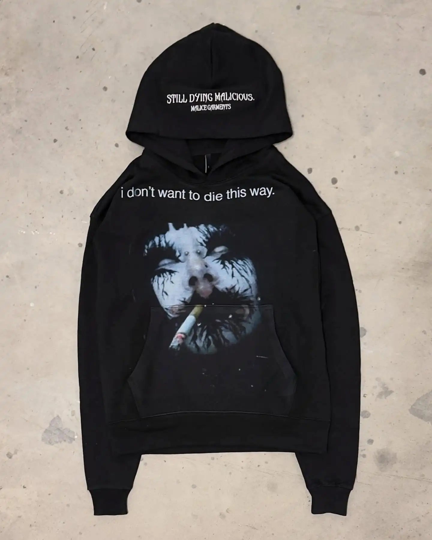 Grunge Graphic Zip-Up Hoodie
