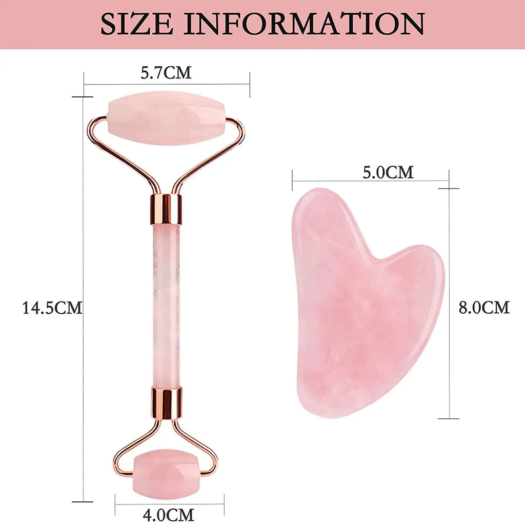 Rose Quartz Facial Roller & Gua Sha Set