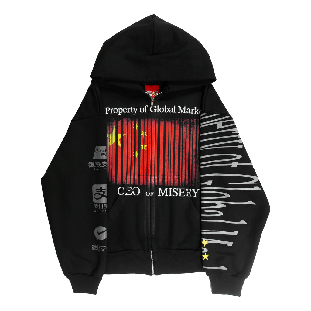 Grunge Graphic Zip-Up Hoodie