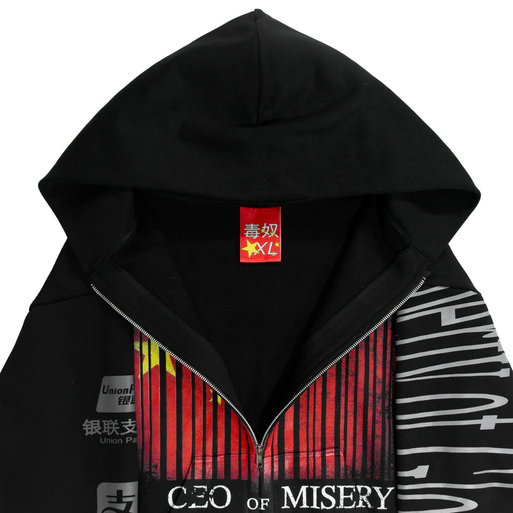 Grunge Graphic Zip-Up Hoodie