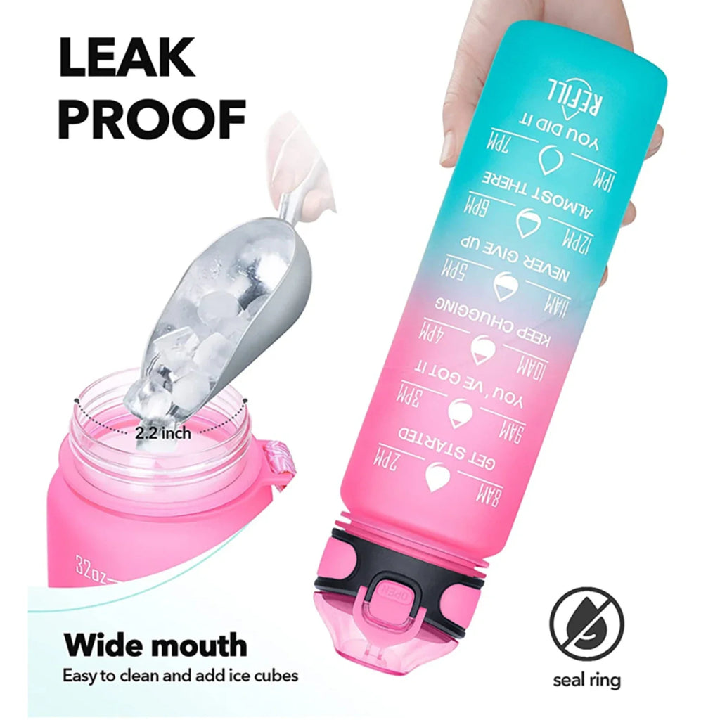 1L Motivational Water Bottle with Straw
