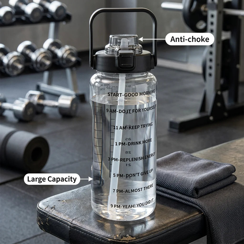 2L Motivational Water Bottle with Time Marker