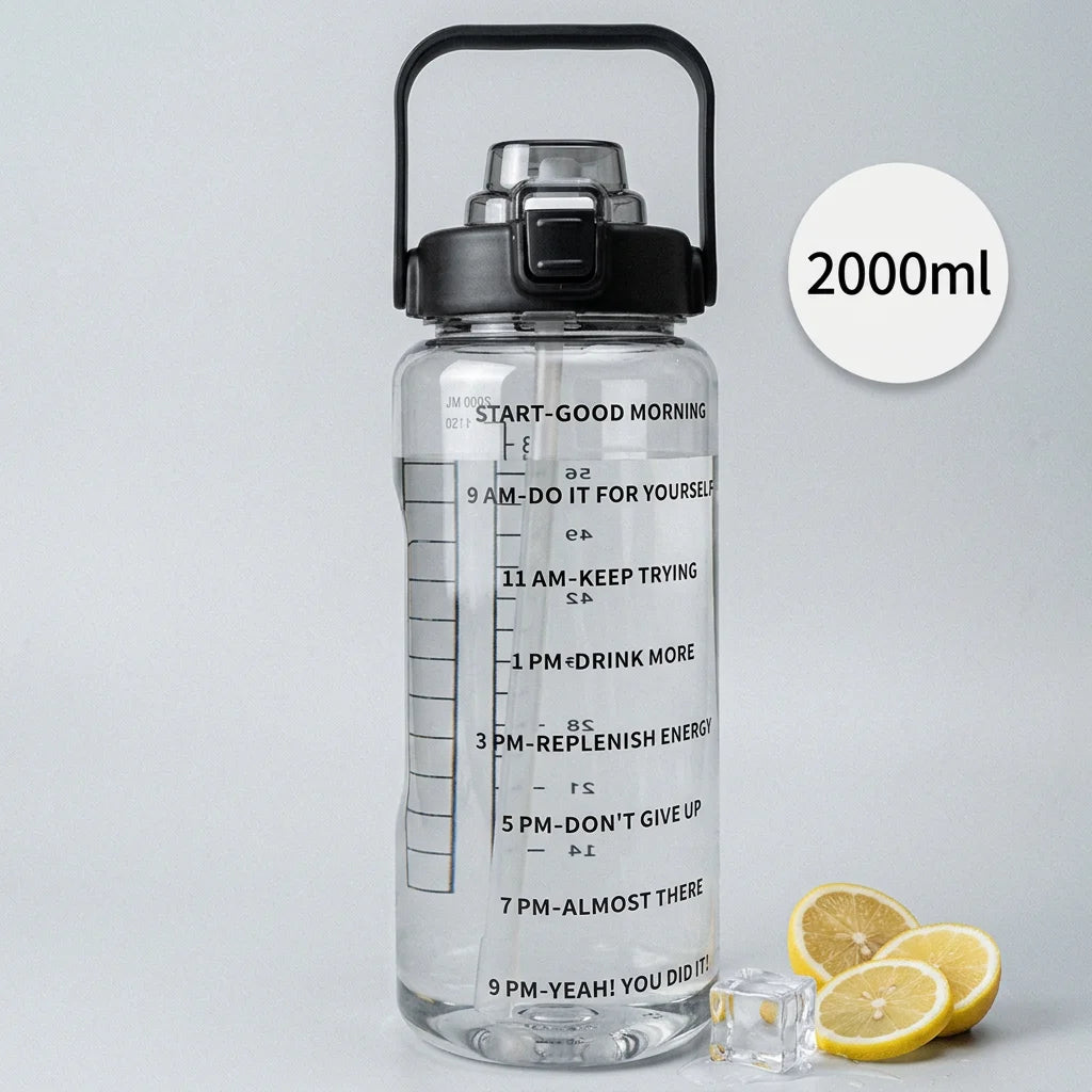 2L Motivational Water Bottle with Time Marker